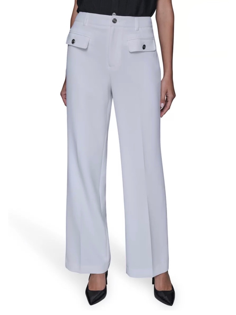 KARL LAGERFELD PARIS Women's Wide Leg Pocket Front Jeans White size 8